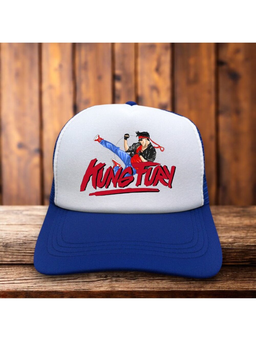 King Fury Mens Trucker Hat Blue Swedish Martial Arts Miami FL Comedy Film